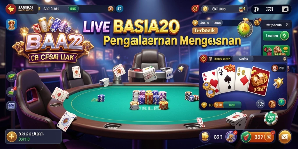 Tampilan gameplay BARA22 yang memukau dengan suasana kasino hidup.