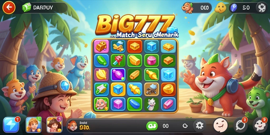 Screenshot BIG777 menampilkan gameplay seru dengan berbagai elemen Match-3.