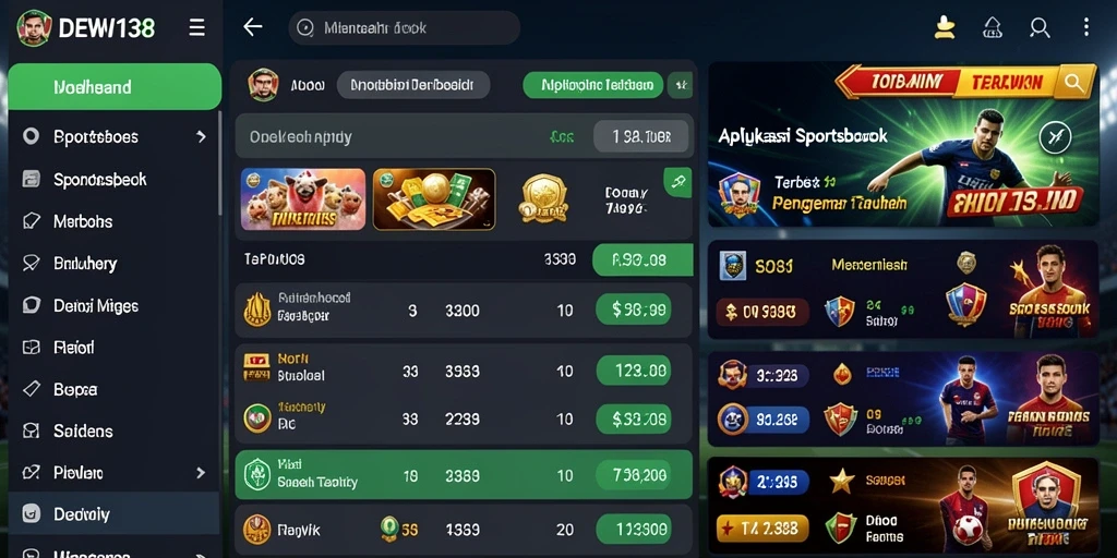 Menggambarkan aksi taruhan dalam aplikasi Sportsbook DEWI138 yang seru.