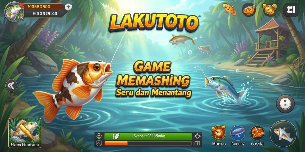 Screenshot utama LAKUTOTO menunjukkan aksi memancing yang seru.