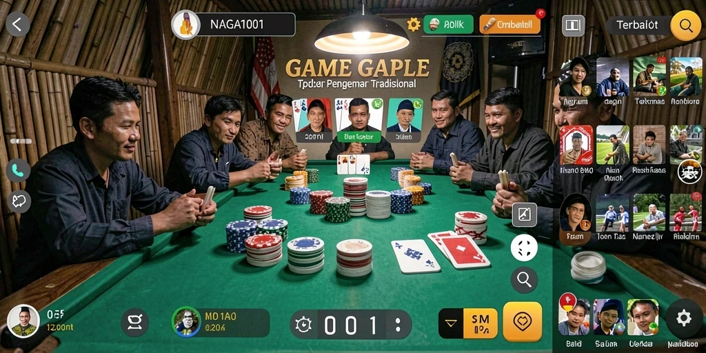 Tampilan gameplay seru dalam aplikasi NAGA1001 yang penuh strategi Gaple.