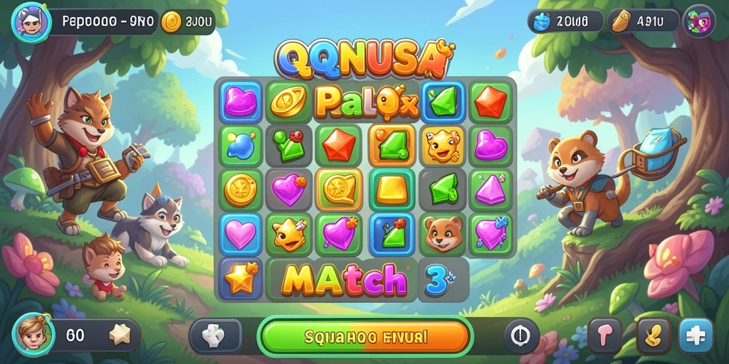 Tampilan gameplay seru dalam permainan Match-3 yang menantang.