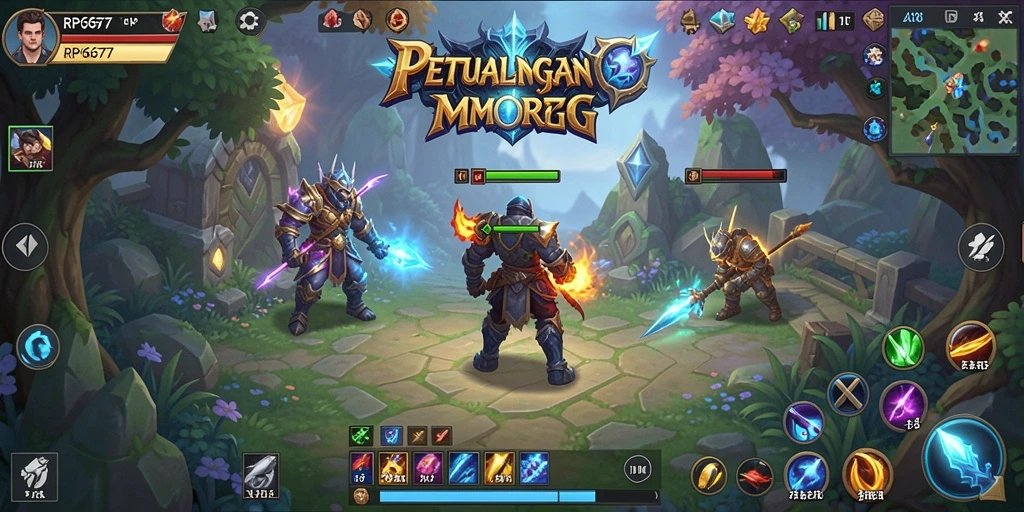 Screenshot utama menunjukkan aksi seru dalam gameplay RPG.