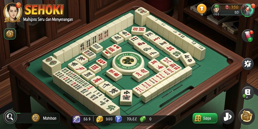 Tampilan gameplay menarik dari SEHOKI yang menggambarkan kebersamaan permainan Mahjong.
