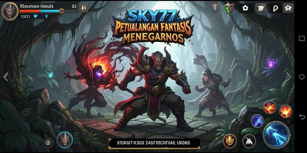 Screenshot utama menampilkan aksi pertarungan seru dalam permainan RPG.