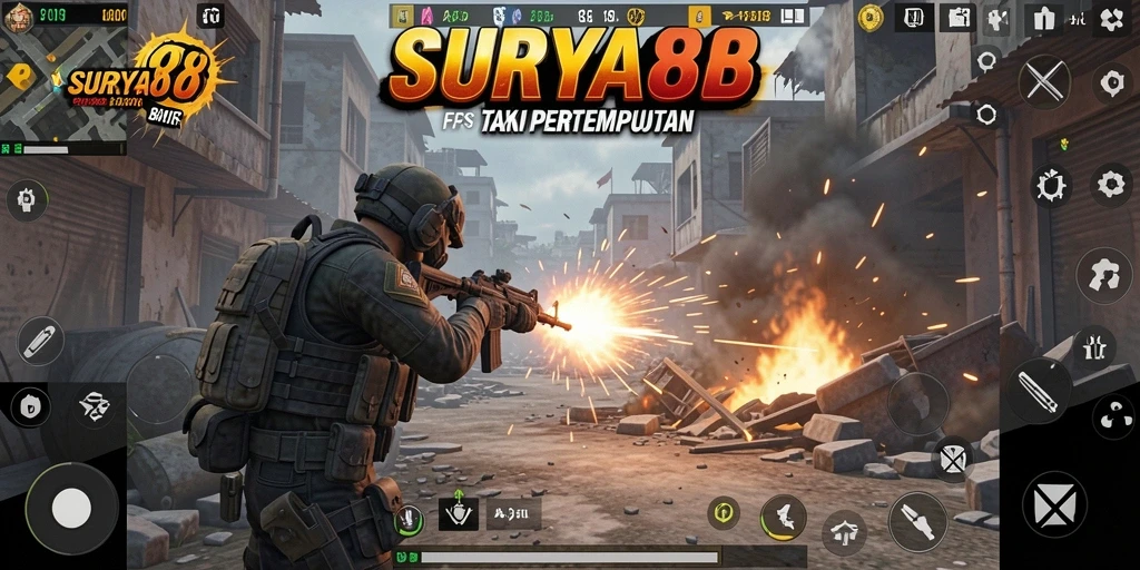 Gameplay dinamis SURYA88 menunjukkan aksi menegangkan di medan perang.