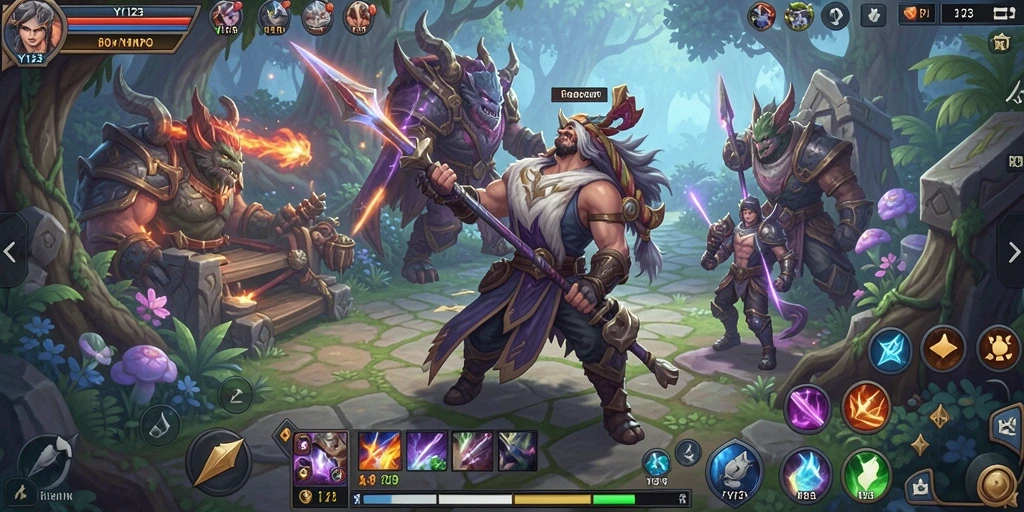 Tangkapan layar YY123 menampilkan aksi pertempuran seru di dunia MMORPG.